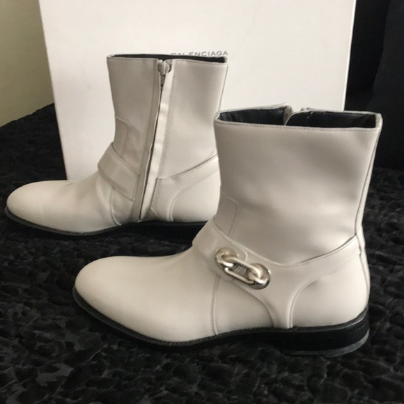 Balenciaga Cement Leather Ankle Biker Boot - Picture 5 of 8